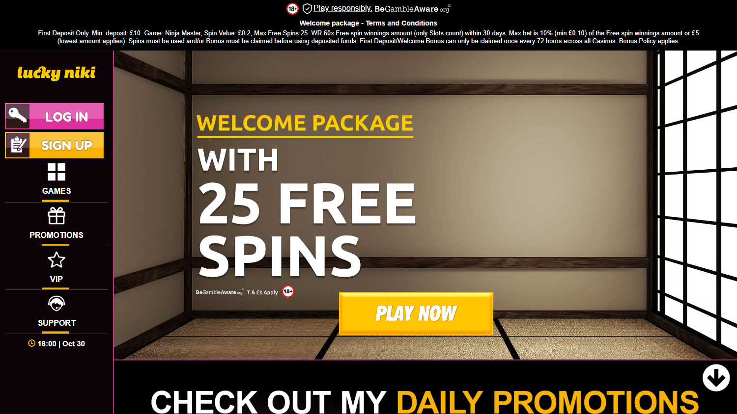 LuckyNiki Casino Desktop screenshot
